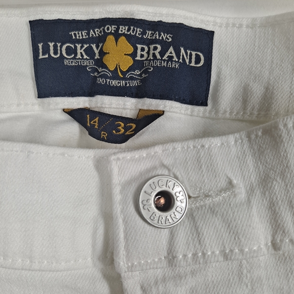 NWT Lucky Brand Brook Straight Mid Rise Slim Fit Distressed white Jeans … - Picture 9 of 16